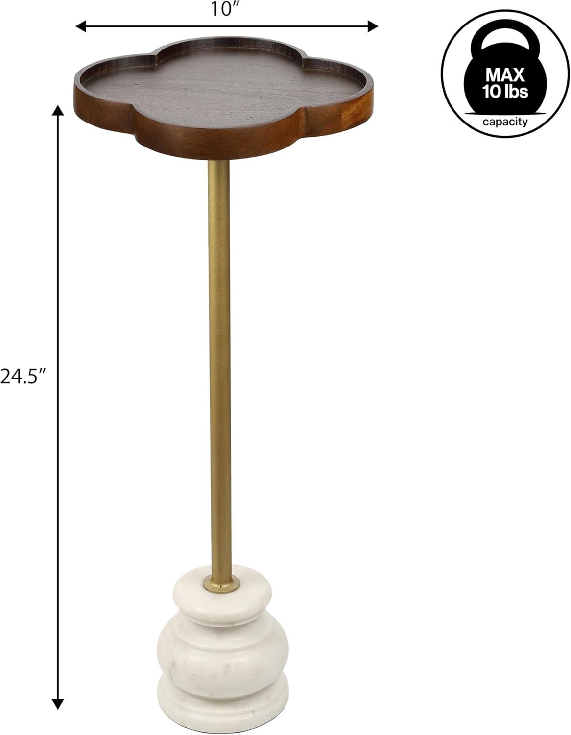 imageJONATHAN Y END3000A Colby 245quot Classic Cottage WoodMetal Drink Table and Decorative End Table with Quatrefoil Top and White Marble Base for Living Room Bedroom Office Bathroom NaturalBlackDark BrownGoldWhite