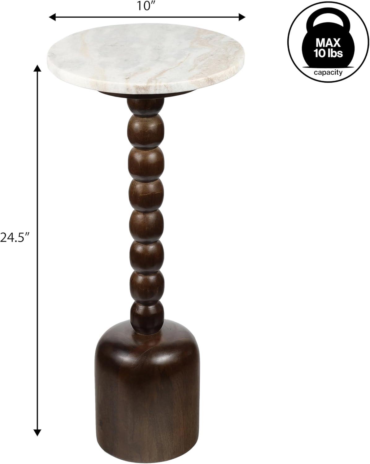 imageJONATHAN Y END3002A Turner 245quot Designer Cottage Spindle Wood Column Drink Table and Decorative End Table with White Marble Round Top for Living Room Bedroom Office Bathroom NaturalDark BrownBeigeGray