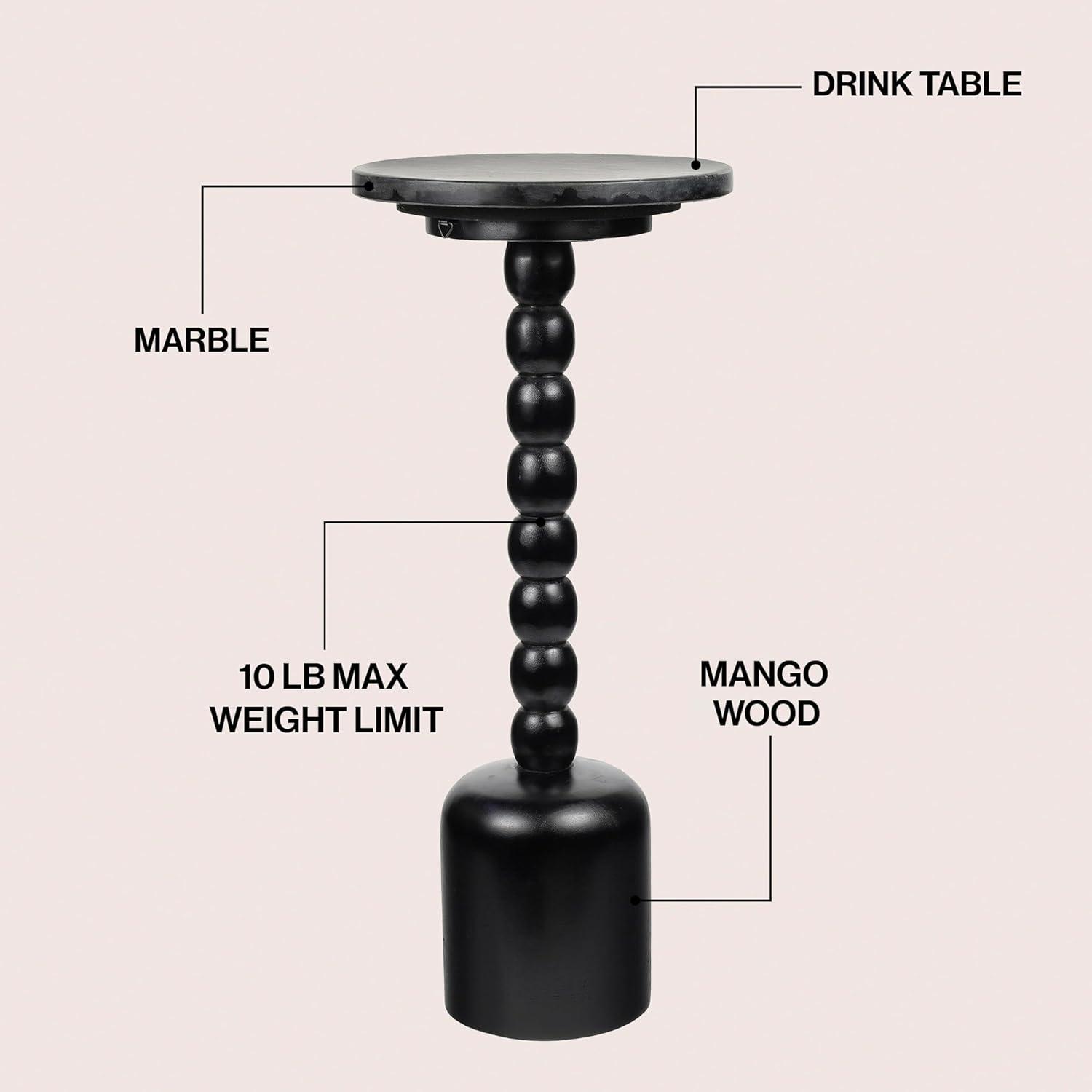 imageJONATHAN Y END3002A Turner 245quot Designer Cottage Spindle Wood Column Drink Table and Decorative End Table with White Marble Round Top for Living Room Bedroom Office Bathroom NaturalBlack