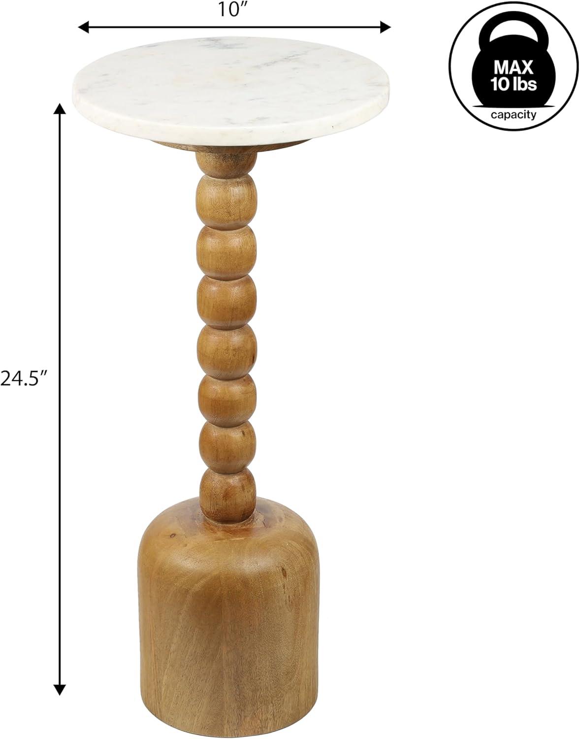 imageJONATHAN Y END3002A Turner 245quot Designer Cottage Spindle Wood Column Drink Table and Decorative End Table with White Marble Round Top for Living Room Bedroom Office Bathroom NaturalNaturalWhite