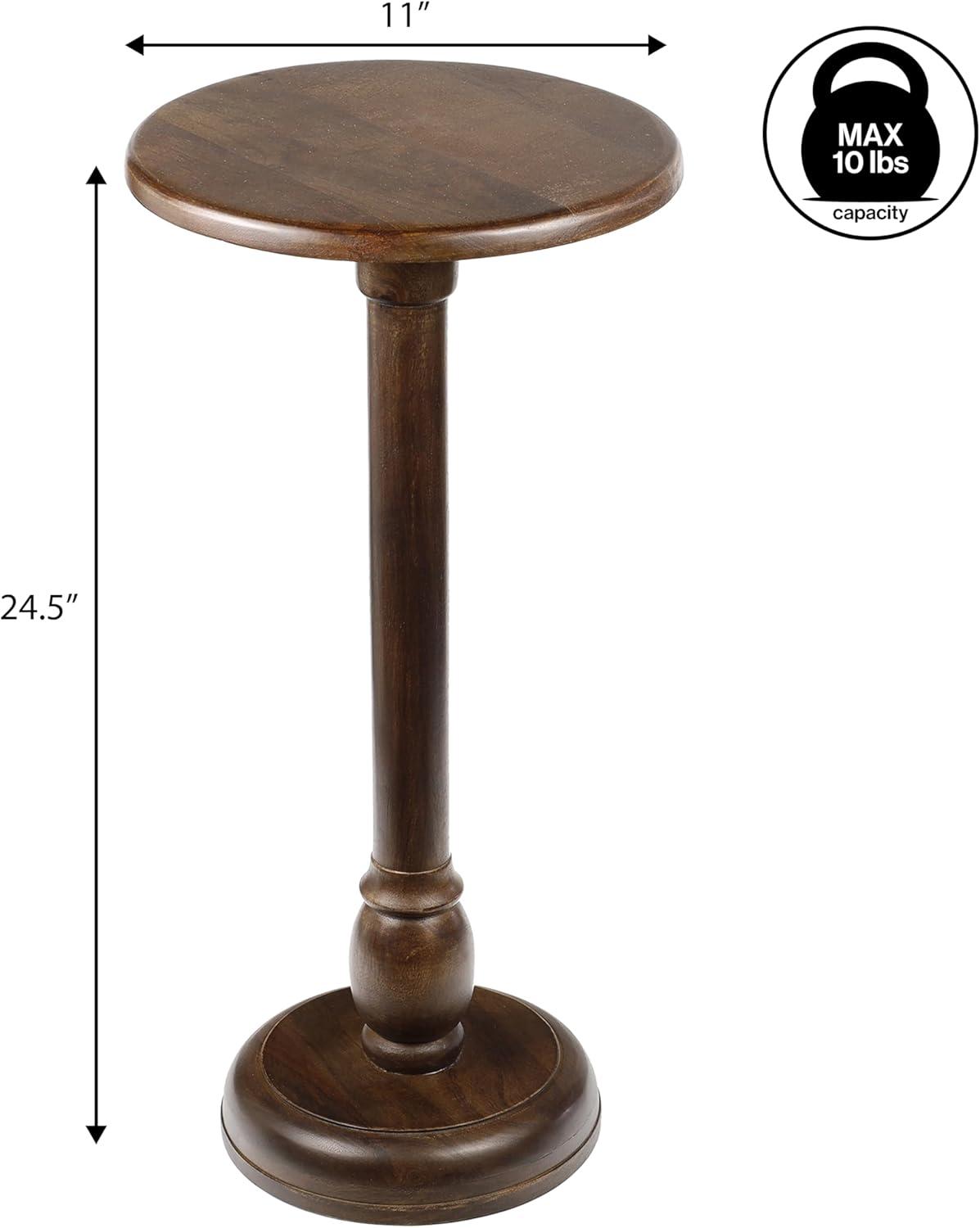 imageJONATHAN Y END3006A Leopold 245quot Cottage Designer Mango Wood Pedestal Round Drink Table and Decorative End Table for Living Room Bedroom Office Bathroom NaturalDark Brown