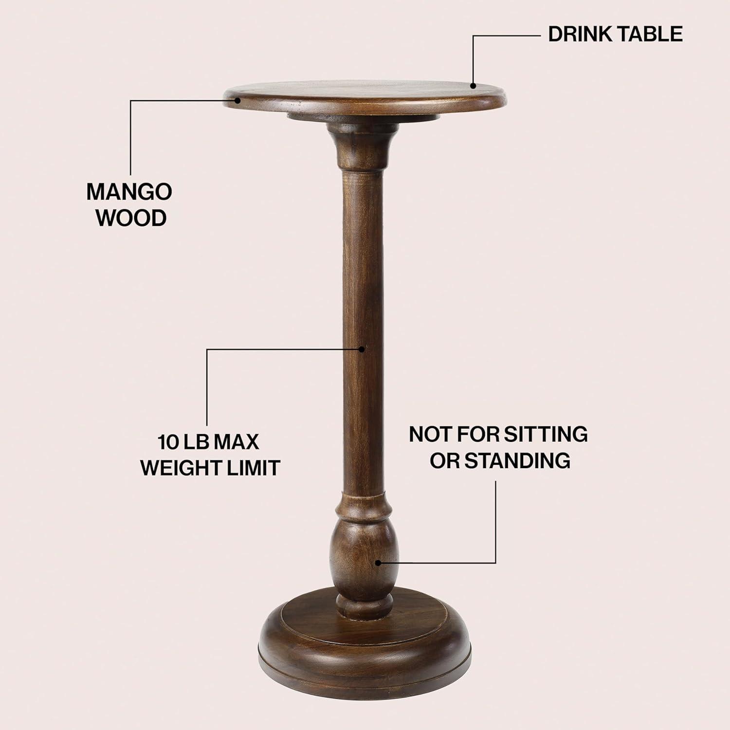 imageJONATHAN Y END3006A Leopold 245quot Cottage Designer Mango Wood Pedestal Round Drink Table and Decorative End Table for Living Room Bedroom Office Bathroom NaturalDark Brown
