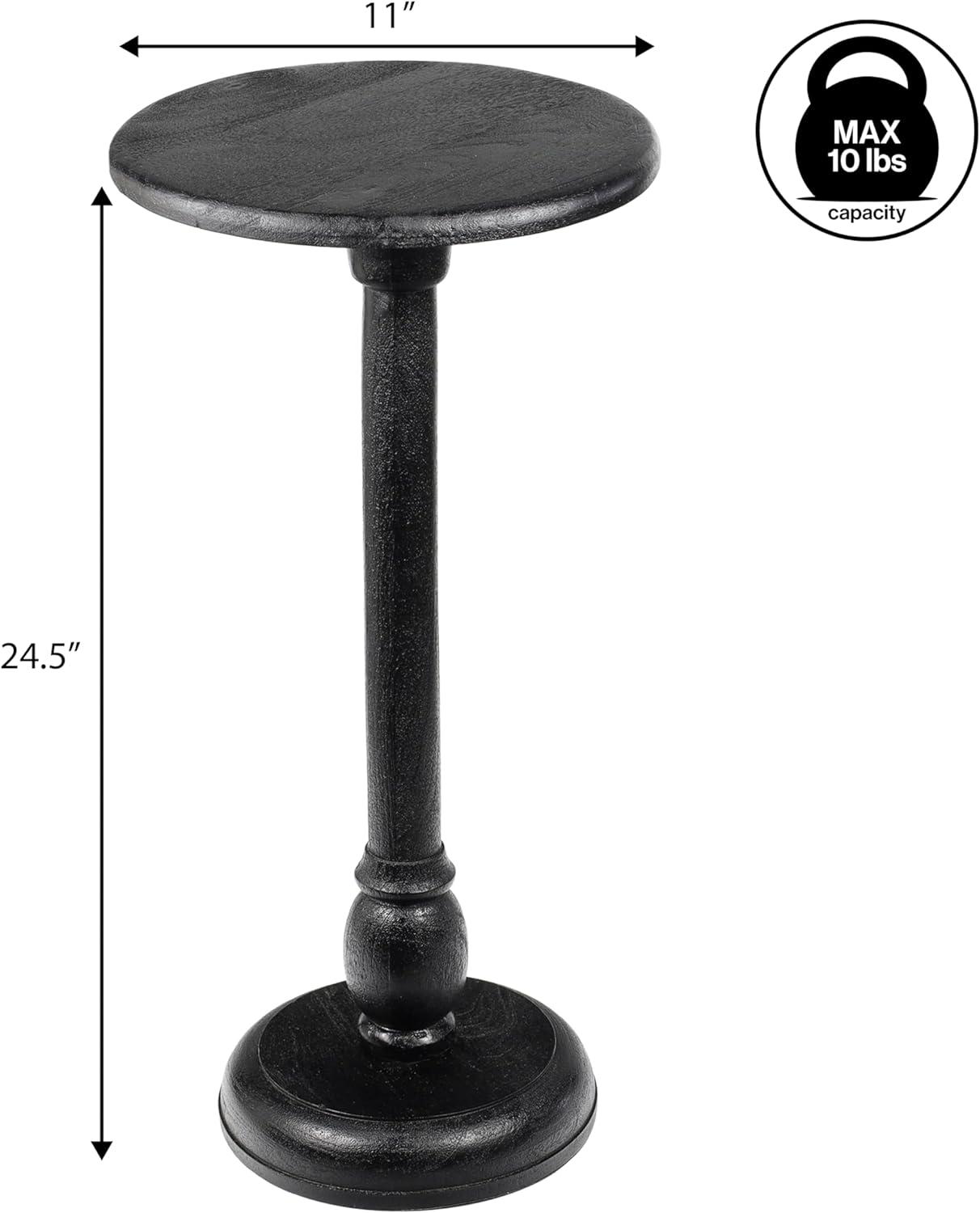 imageJONATHAN Y END3006A Leopold 245quot Cottage Designer Mango Wood Pedestal Round Drink Table and Decorative End Table for Living Room Bedroom Office Bathroom NaturalBlack