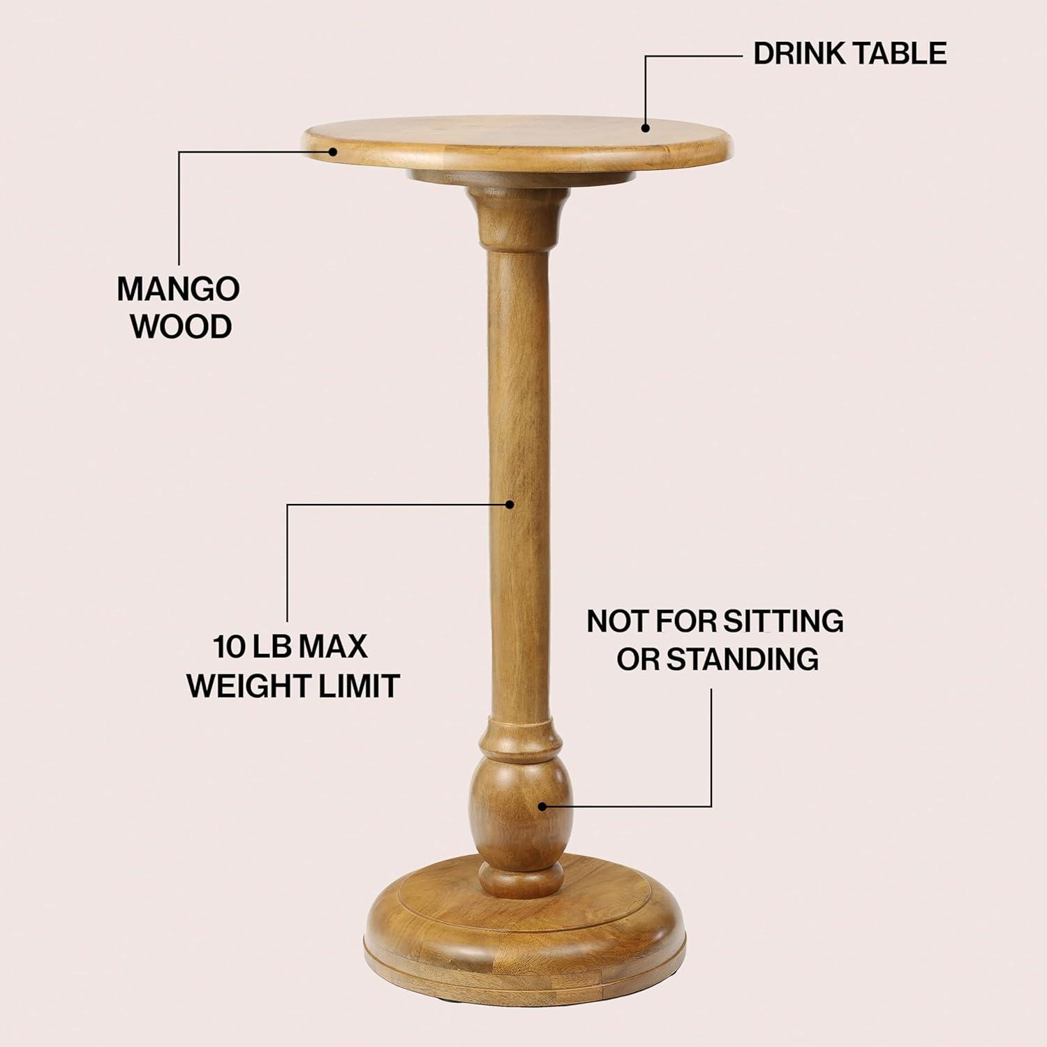 imageJONATHAN Y END3006A Leopold 245quot Cottage Designer Mango Wood Pedestal Round Drink Table and Decorative End Table for Living Room Bedroom Office Bathroom NaturalNatural