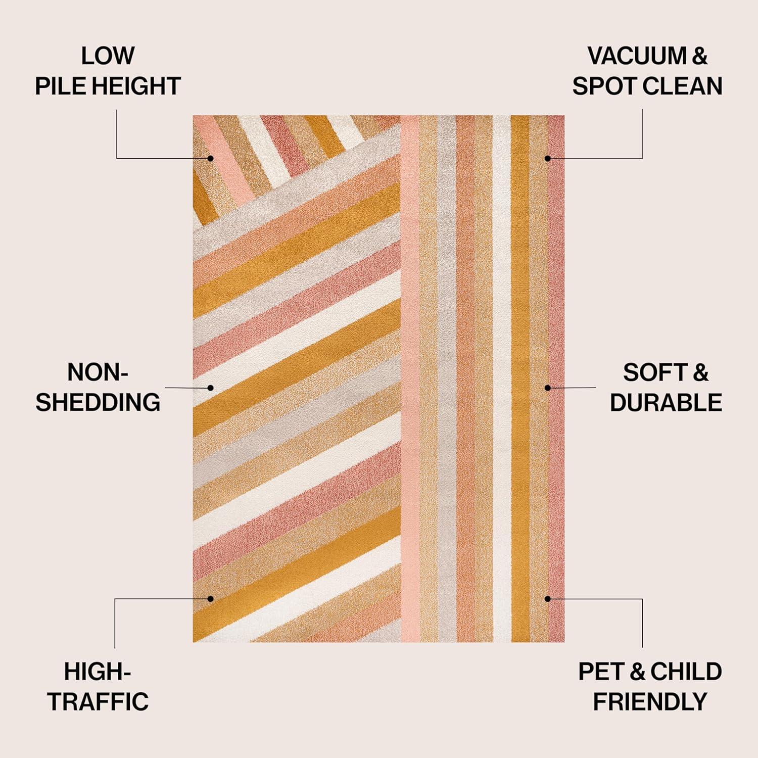 imageJONATHAN Y Retro Rainbow Stripe Indoor Area Rug 8x10 RedGoldCream Contemporary Casual Coastal EasyCleaning for Living Room Bedroom Kitchen Pet Friendly NonShedding DZC102C8RedGoldCream