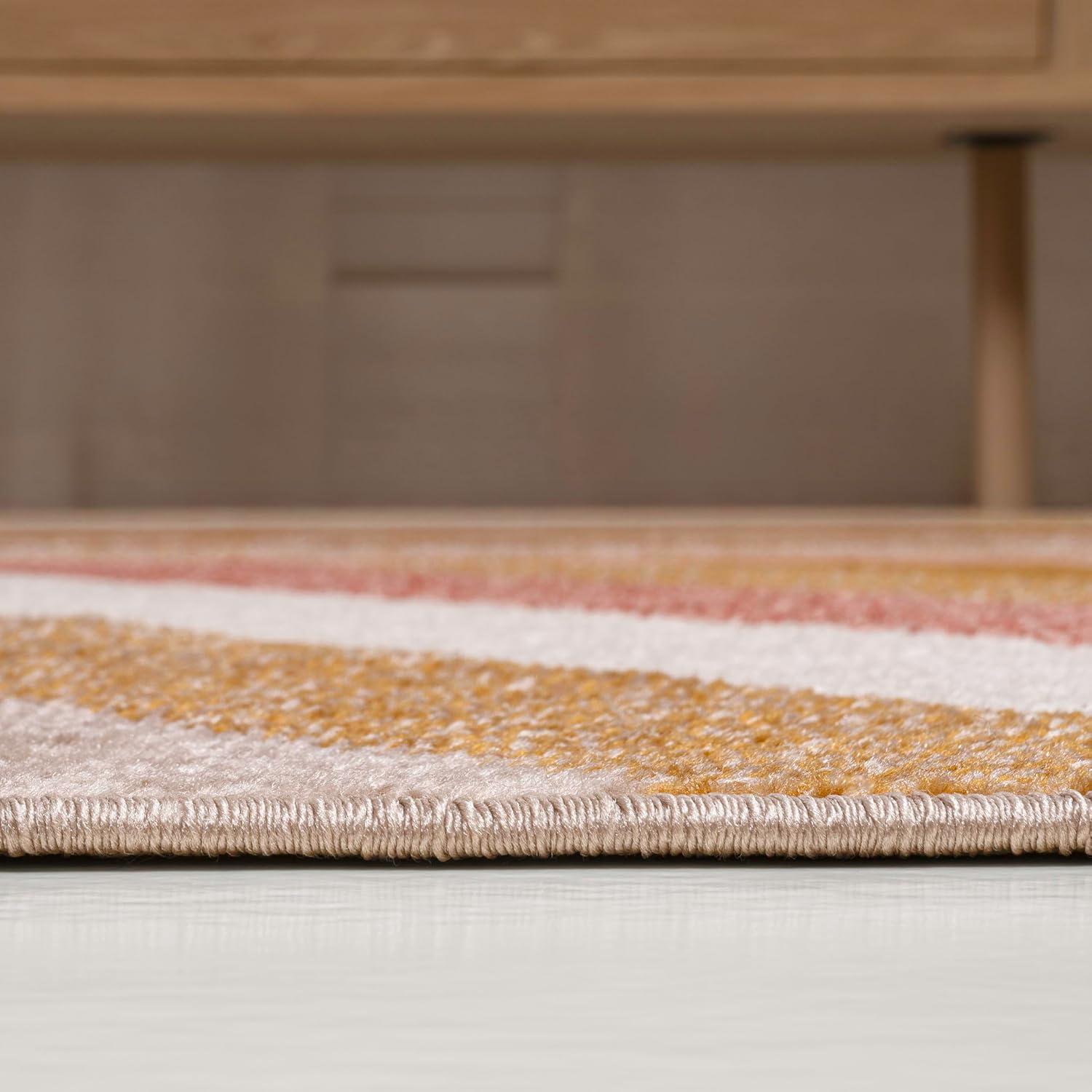 imageJONATHAN Y Retro Rainbow Stripe Indoor Area Rug 8x10 RedGoldCream Contemporary Casual Coastal EasyCleaning for Living Room Bedroom Kitchen Pet Friendly NonShedding DZC102C8RedGoldCream