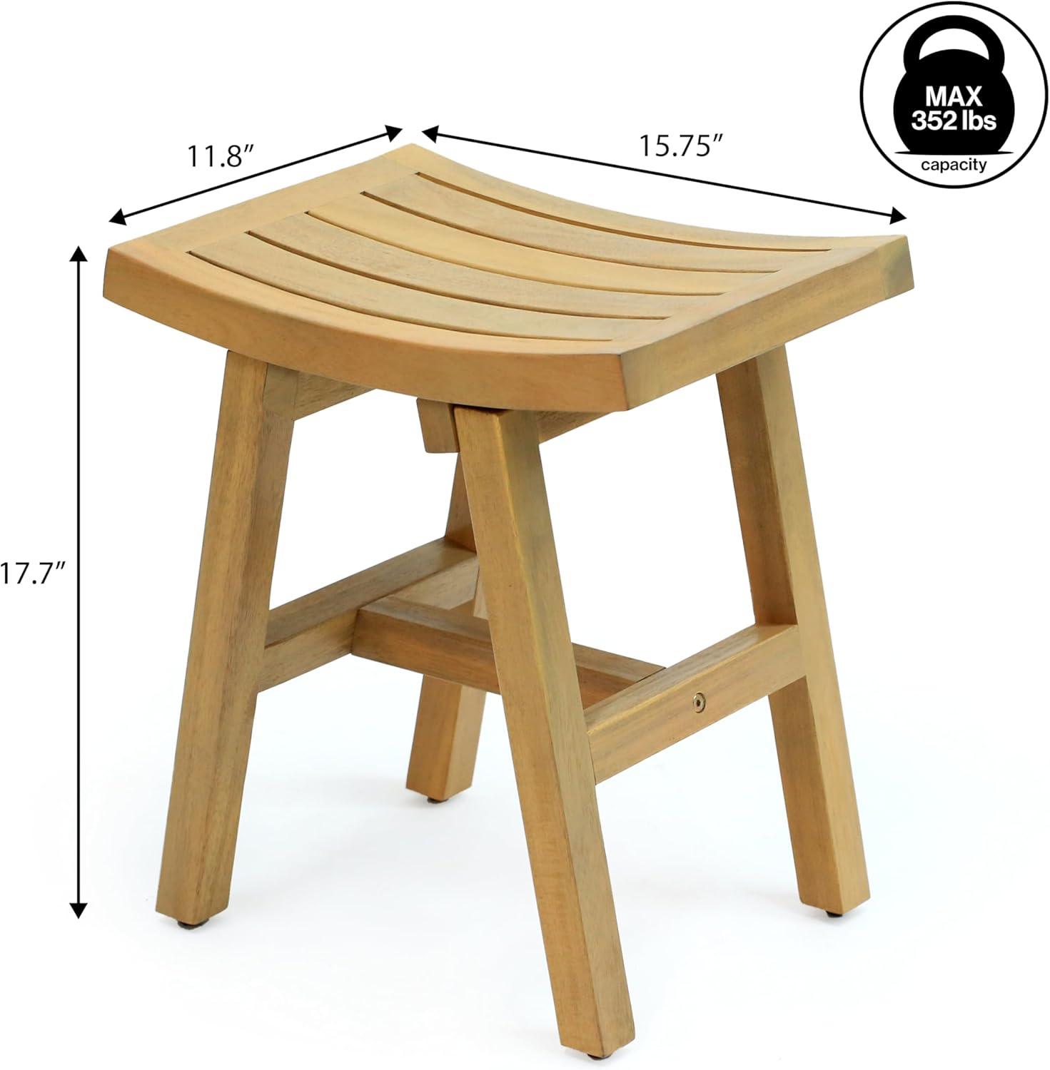 imageJONATHAN Y STL1002B Tamlyn 1575quot Traditional Classic Slatted Solid Acacia Wood IndoorOutdoor Shower Stool BlackLight Teak