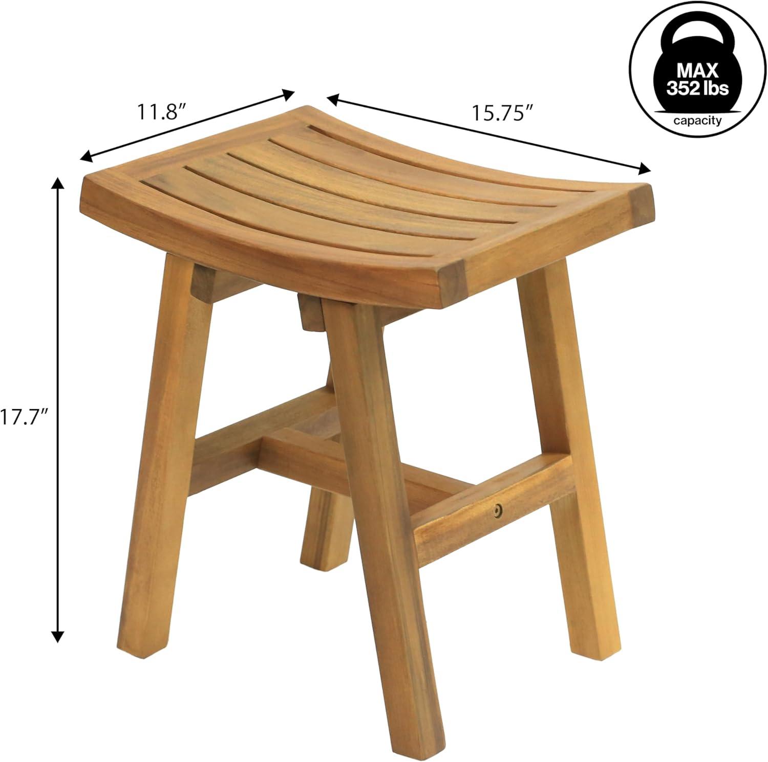 imageJONATHAN Y STL1002B Tamlyn 1575quot Traditional Classic Slatted Solid Acacia Wood IndoorOutdoor Shower Stool BlackNatural