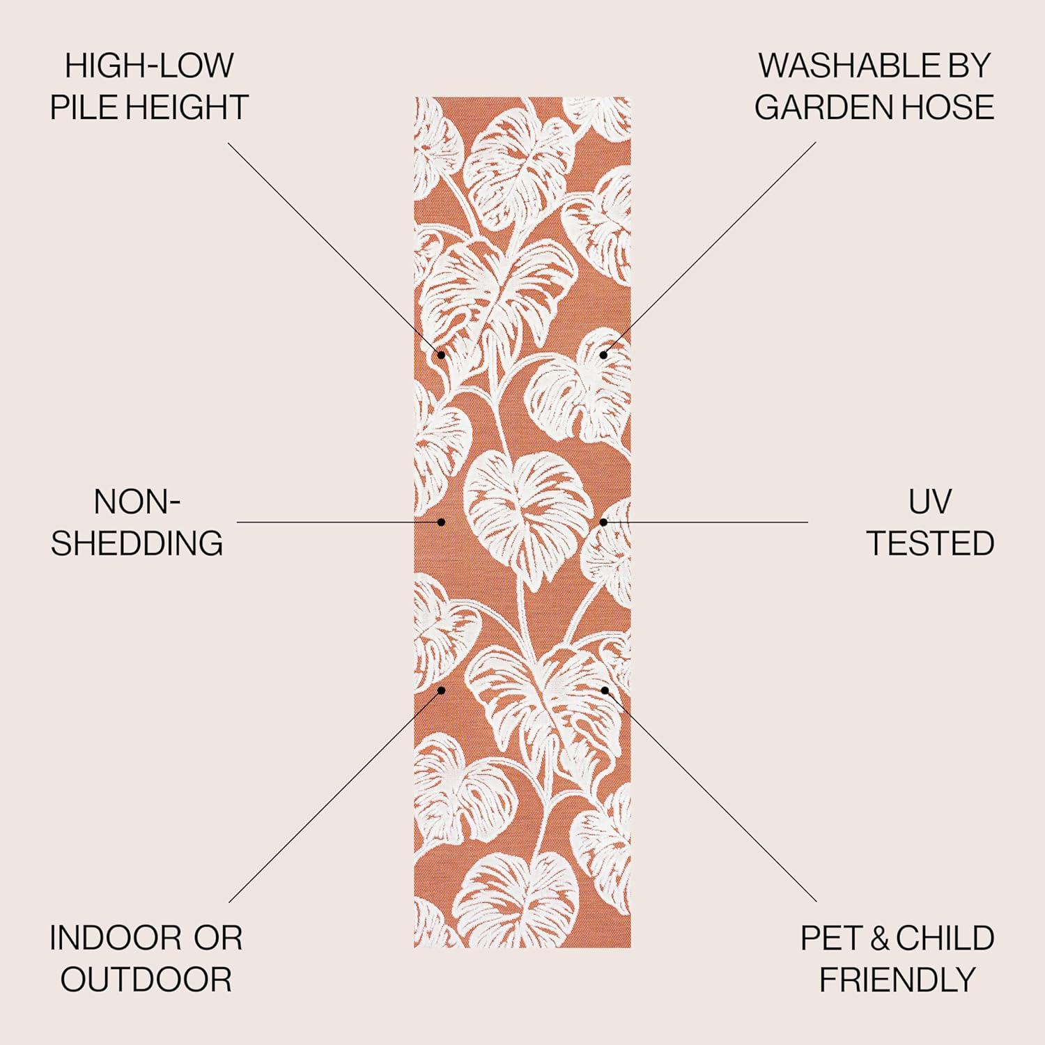 imageJONATHAN Y TwoTone Monstera Leaf Indoor Outdoor Area Rug 8X10 OrangeIvory Tobago HighLow for Backyard Patio Porch EasyCleaning High Traffic PetFriendly NonShedding HWC100A8OrangeIvory