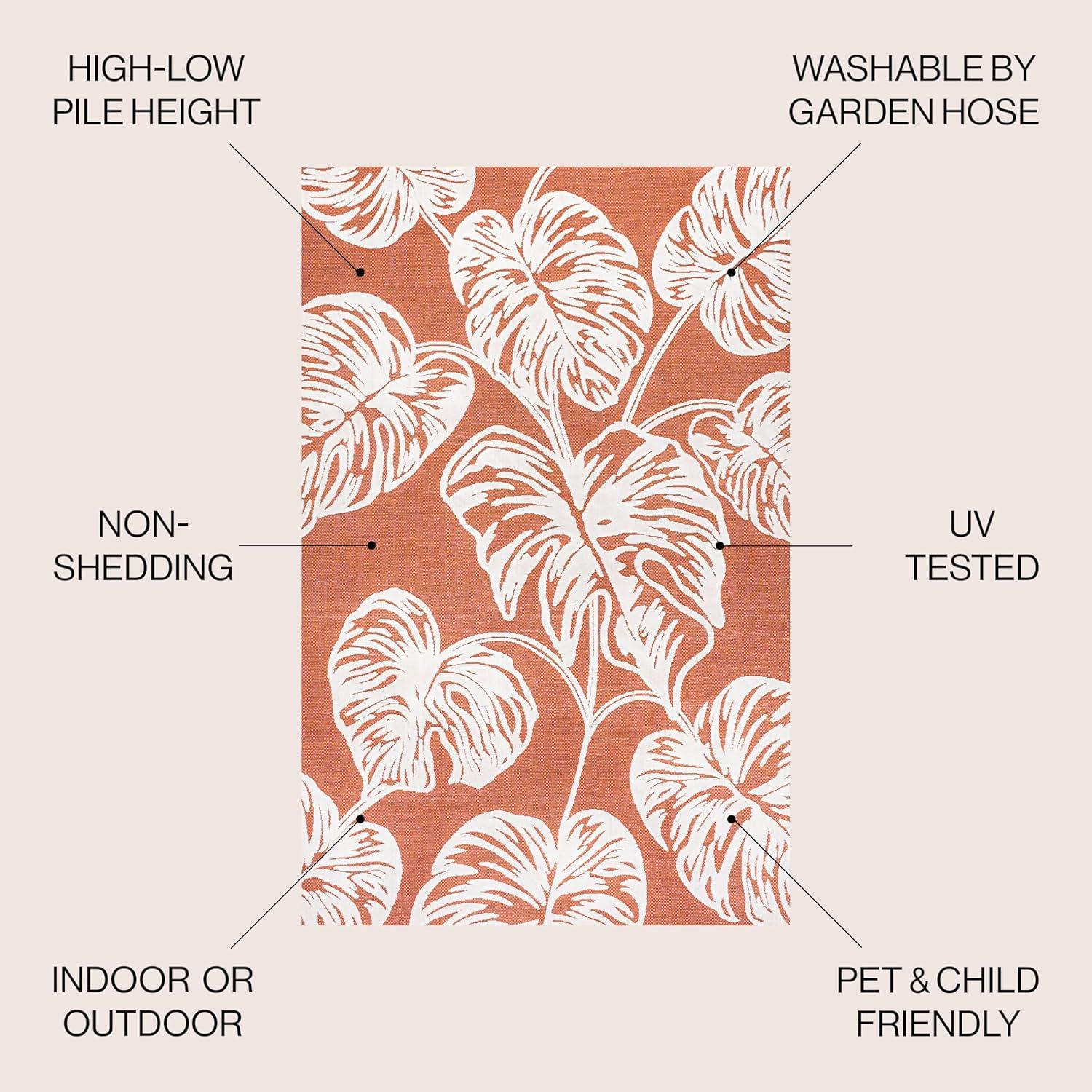 imageJONATHAN Y TwoTone Monstera Leaf Indoor Outdoor Area Rug 8X10 OrangeIvory Tobago HighLow for Backyard Patio Porch EasyCleaning High Traffic PetFriendly NonShedding HWC100A8OrangeIvory
