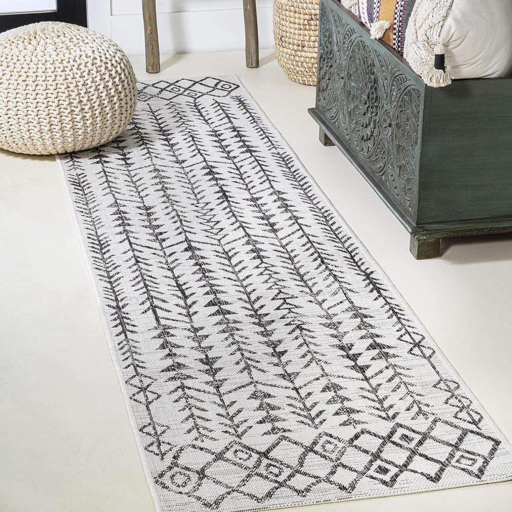 imageJONATHAN Y Bohemian Geometric Indoor Outdoor Runner Rug 2X8 BlackIvory Tokay for Backyard Patio Porch EasyCleaning High Traffic PetFriendly NonShedding SMB132E28IvoryBlack