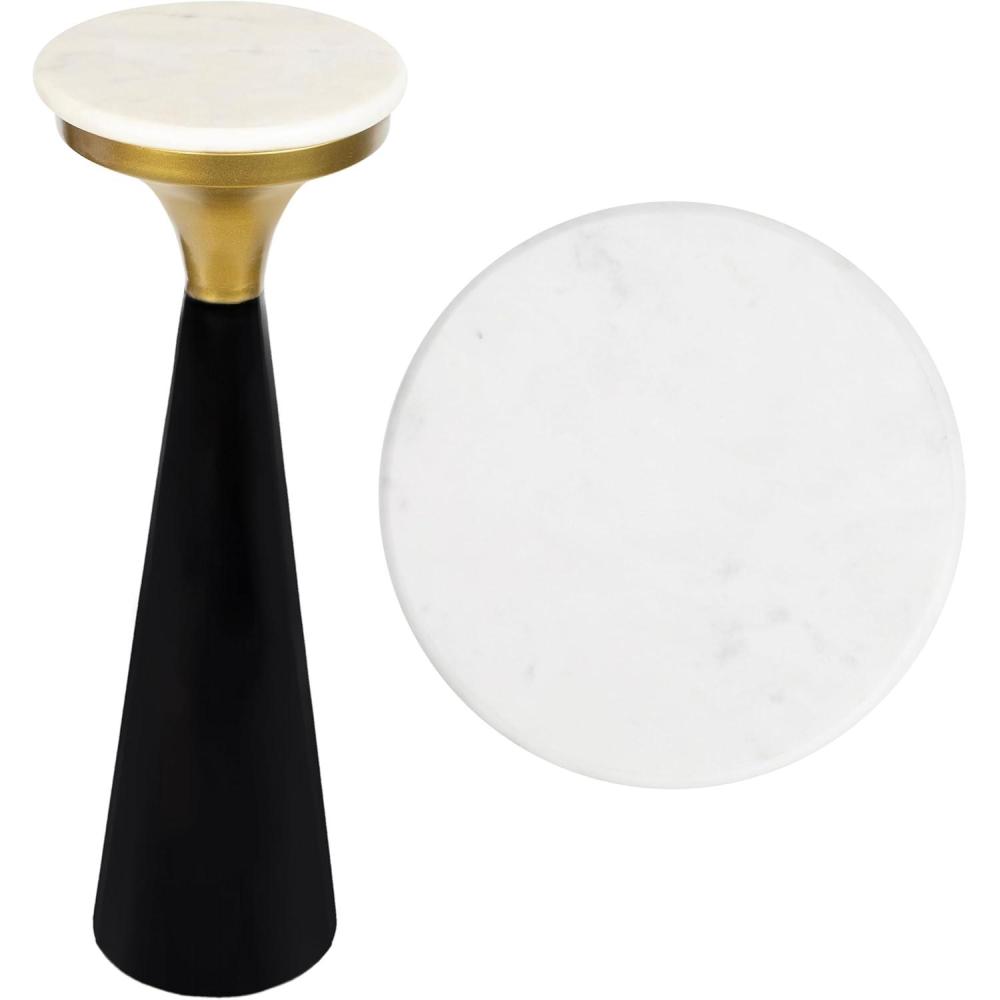 imageJONATHAN Y END1009C Oliver 2225quot MidCentury Glam Retro Metal Drink Table and Decorative End Table with White Marble Round Top for Living Room Bedroom Office Bathroom GreenWhiteBlackWhiteGold