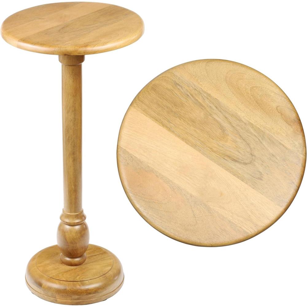 imageJONATHAN Y END3006A Leopold 245quot Cottage Designer Mango Wood Pedestal Round Drink Table and Decorative End Table for Living Room Bedroom Office Bathroom NaturalNatural