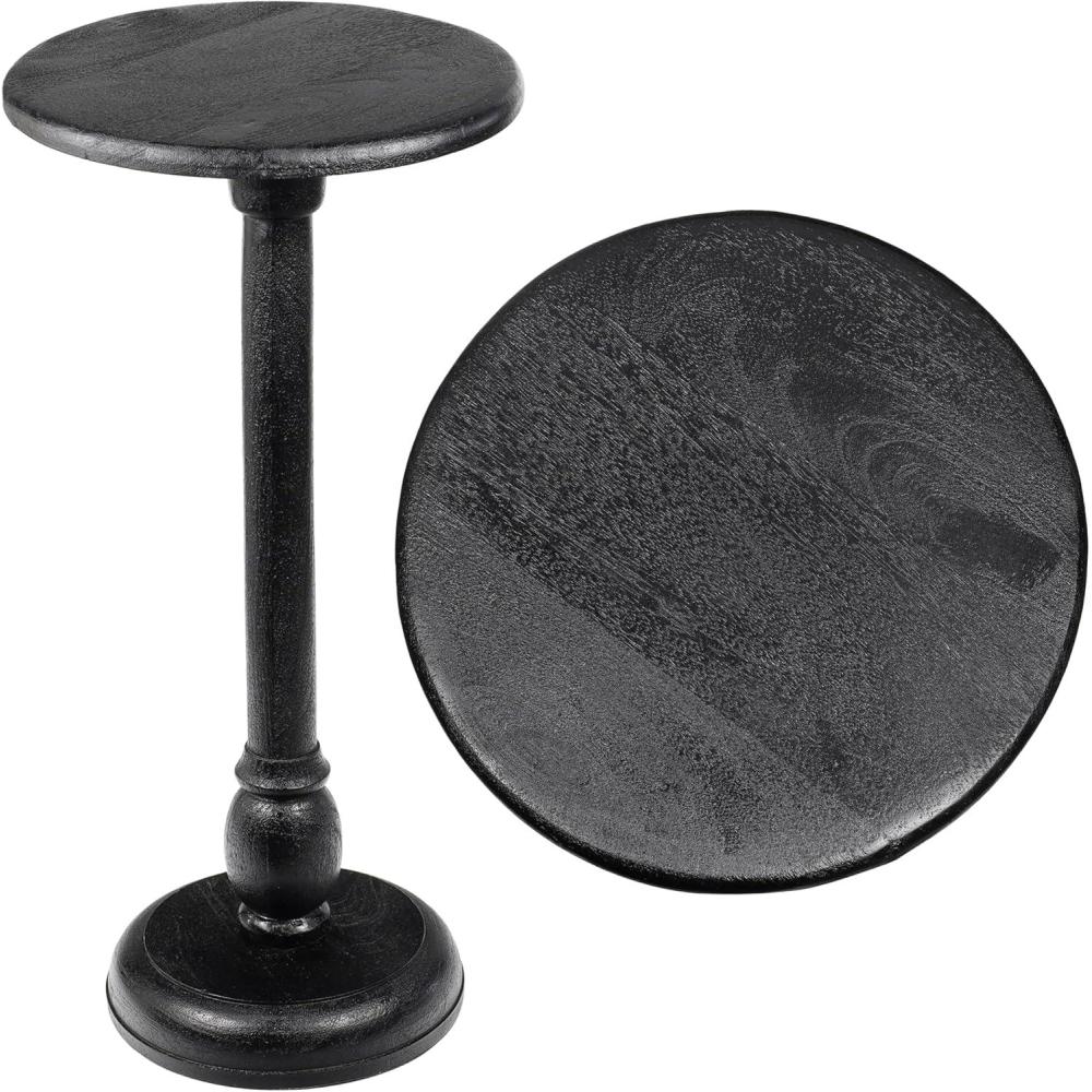 imageJONATHAN Y END3006A Leopold 245quot Cottage Designer Mango Wood Pedestal Round Drink Table and Decorative End Table for Living Room Bedroom Office Bathroom NaturalBlack