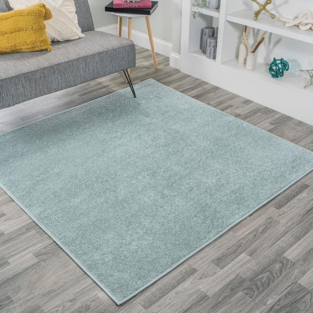 imageJONATHAN Y Haze Solid LowPile Aqua Blue 5x5 Square Indoor Area Rug CoastalBohemianMinimalistClassic EasyCleaning for Living RoomBedroomKitchenPet FriendlyNonShedding SEU100S5SQ