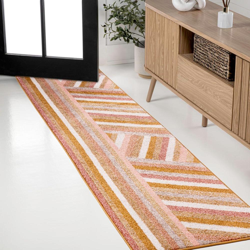 imageJONATHAN Y Retro Rainbow Stripe Indoor Area Rug 8x10 RedGoldCream Contemporary Casual Coastal EasyCleaning for Living Room Bedroom Kitchen Pet Friendly NonShedding DZC102C8RedGoldCream