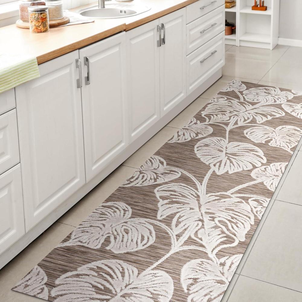 imageJONATHAN Y TwoTone Monstera Leaf Indoor Outdoor Area Rug 8X10 OrangeIvory Tobago HighLow for Backyard Patio Porch EasyCleaning High Traffic PetFriendly NonShedding HWC100A8BrownIvory
