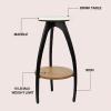 JONATHAN Y END3001A Ollie 24.5″ Designer Farmhouse Metal Tripod Drink Table and Decorative End Table with White Marble Round Top and Wood Undershelf for Living Room, Bedroom, Office, Black/Natural