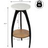 JONATHAN Y END3001A Ollie 24.5″ Designer Farmhouse Metal Tripod Drink Table and Decorative End Table with White Marble Round Top and Wood Undershelf for Living Room, Bedroom, Office, Black/Natural