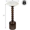 JONATHAN Y END3002A Turner 24.5″ Designer Cottage Spindle Wood Column Drink Table and Decorative End Table with White Marble Round Top for Living Room, Bedroom, Office, Bathroom, Natural(Dark Brown/Beige/Gray)