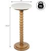 JONATHAN Y END3005C Monroe 24.25″ Rustic Farmhouse Spindle Wood Drink Table and Decorative End Table with White/Beige Marble Round Top for Living Room, Bedroom, Office, Bathroom, Dark Brown(Natural/White)