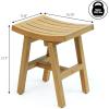 JONATHAN Y STL1002B Tamlyn 15.75″ Traditional Classic Slatted Solid Acacia Wood Indoor/Outdoor Shower Stool, Black(Light Teak)