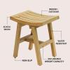 JONATHAN Y STL1002B Tamlyn 15.75″ Traditional Classic Slatted Solid Acacia Wood Indoor/Outdoor Shower Stool, Black(Light Teak)