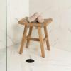 JONATHAN Y STL1002B Tamlyn 15.75″ Traditional Classic Slatted Solid Acacia Wood Indoor/Outdoor Shower Stool, Black(Light Teak)