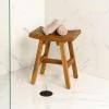 JONATHAN Y STL1002B Tamlyn 15.75″ Traditional Classic Slatted Solid Acacia Wood Indoor/Outdoor Shower Stool, Black(Natural)