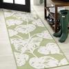 JONATHAN Y Two-Tone Monstera Leaf Indoor Outdoor Area Rug 8X10 Orange/Ivory, Tobago High-Low for Backyard, Patio, Porch, Easy-Cleaning, High Traffic, Pet-Friendly, Non-Shedding (HWC100A-8)(Light Green/Ivory)