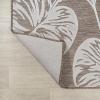 JONATHAN Y Two-Tone Monstera Leaf Indoor Outdoor Area Rug 8X10 Orange/Ivory, Tobago High-Low for Backyard, Patio, Porch, Easy-Cleaning, High Traffic, Pet-Friendly, Non-Shedding (HWC100A-8)(Brown/Ivory)