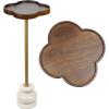 JONATHAN Y END3000A Colby 24.5″ Classic Cottage Wood/Metal Drink Table and Decorative End Table with Quatrefoil Top and White Marble Base for Living Room, Bedroom, Office, Bathroom, Natural/Black(Dark Brown/Gold/White)
