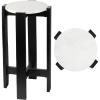 JONATHAN Y END3003B Elena 24″ Minimalist Structured Wood Drink Table and Decorative End Table with White Marble Round Top for Living Room, Bedroom, Office, Bathroom, Black(Black/White)
