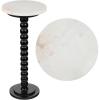 JONATHAN Y END3005C Monroe 24.25″ Rustic Farmhouse Spindle Wood Drink Table and Decorative End Table with White/Beige Marble Round Top for Living Room, Bedroom, Office, Bathroom, Dark Brown(Black/White)