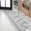 JONATHAN Y Retro Rainbow Stripe Indoor Area Rug 8×10, Red/Gold/Cream, Contemporary, Casual, Coastal, Easy-Cleaning for Living Room, Bedroom, Kitchen, Pet Friendly, Non-Shedding (DZC102C-8)(Blue/Cream/Gray)