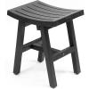 JONATHAN Y STL1002B Tamlyn 15.75″ Traditional Classic Slatted Solid Acacia Wood Indoor/Outdoor Shower Stool, Black(Black)