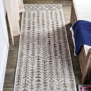 JONATHAN Y Bohemian Geometric Indoor Outdoor Runner Rug 2X8 Black/Ivory, Tokay for Backyard, Patio, Porch, Easy-Cleaning, High Traffic, Pet-Friendly, Non-Shedding (SMB132E-28)(Beige/Brown)