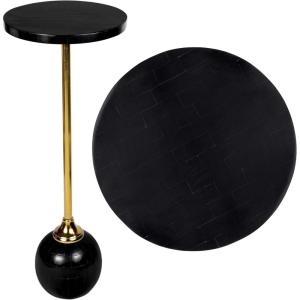 JONATHAN Y END1005B Evelyn 26″ Modern Glam Metal/Resin Mosaic Top Pedestal Drink Table and Decorative End Table for Living Room, Bedroom, Office, Bathroom, Black/Gold(Black/Gold)