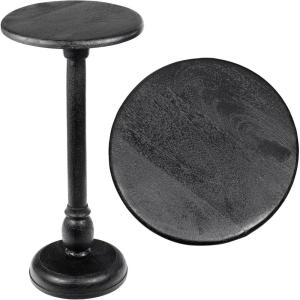 JONATHAN Y END3006A Leopold 24.5″ Cottage Designer Mango Wood Pedestal Round Drink Table and Decorative End Table for Living Room, Bedroom, Office, Bathroom, Natural(Black)