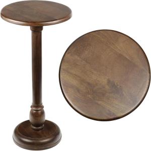 JONATHAN Y END3006A Leopold 24.5″ Cottage Designer Mango Wood Pedestal Round Drink Table and Decorative End Table for Living Room, Bedroom, Office, Bathroom, Natural(Dark Brown)