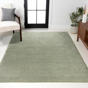 JONATHAN Y Haze Solid Low-Pile Green Indoor Area Rug 8×10, Coastal,Bohemian,Minimalist,Classic, Easy-Cleaning for Living Room,Bedroom,Kitchen,Pet Friendly,Non-Shedding (SEU100O-8)
