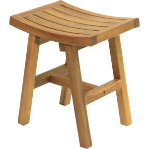 JONATHAN Y STL1002B Tamlyn 15.75″ Traditional Classic Slatted Solid Acacia Wood Indoor/Outdoor Shower Stool, Black(Natural)