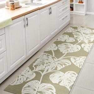 JONATHAN Y Two-Tone Monstera Leaf Indoor Outdoor Area Rug 8X10 Orange/Ivory, Tobago High-Low for Backyard, Patio, Porch, Easy-Cleaning, High Traffic, Pet-Friendly, Non-Shedding (HWC100A-8)(Light Green/Ivory)