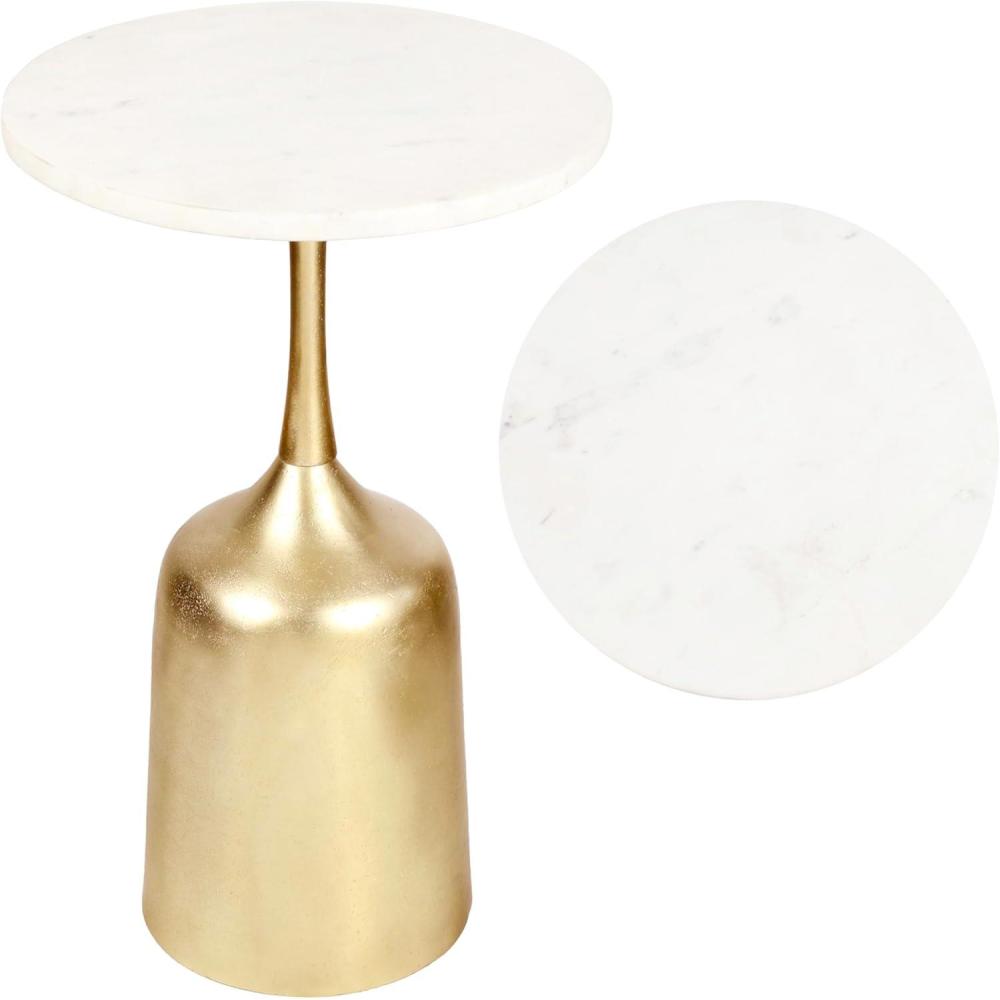 imageJONATHAN Y END4002B Pip 2025quot Classic Designer Metal Drink Table and Decorative End Table with White Marble Round Top and Bell Pedestal Base for Living Room Bedroom Office Bathroom Antique GoldAntique Gold