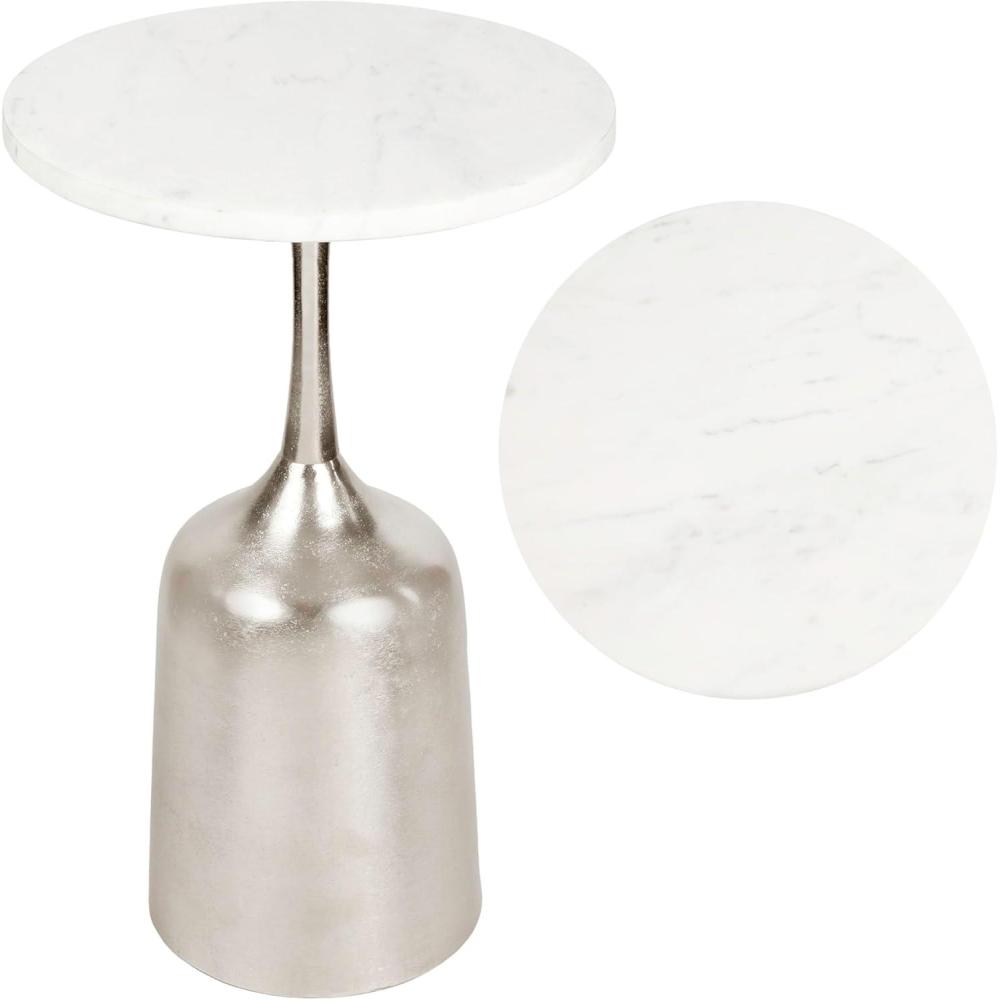 imageJONATHAN Y END4002B Pip 2025quot Classic Designer Metal Drink Table and Decorative End Table with White Marble Round Top and Bell Pedestal Base for Living Room Bedroom Office Bathroom Antique GoldAntique Nickel