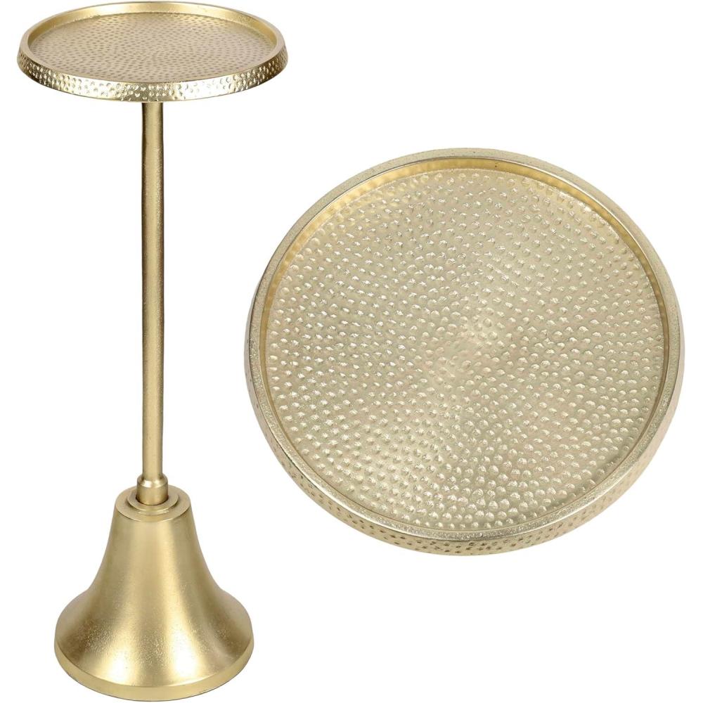imageJONATHAN Y END4007A Irida 24quot Art Deco Designer Pedestal Drink Table and Decorative End Table with Hammered Round Top and Bell Base for Living Room Bedroom Office Bathroom Antique GoldAntique Gold