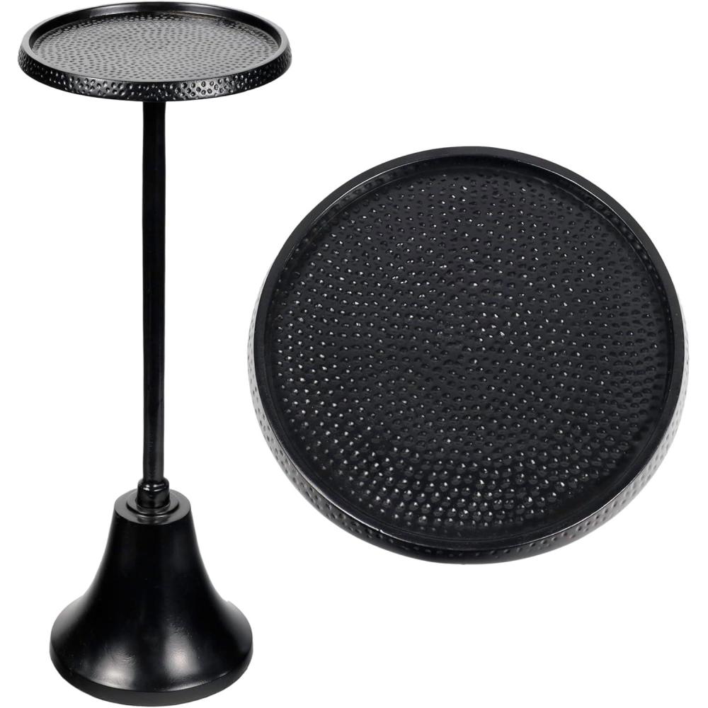 imageJONATHAN Y END4007A Irida 24quot Art Deco Designer Pedestal Drink Table and Decorative End Table with Hammered Round Top and Bell Base for Living Room Bedroom Office Bathroom Antique GoldAntique Black