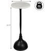 JONATHAN Y END4001C Ava 23.75″ Art Deco Contemporary Metal Pedestal Drink Table and Decorative End Table with White Marble Round Top and Hammered Base for Living Room, Bedroom, Office, Black(Black)