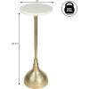JONATHAN Y END4001C Ava 23.75″ Art Deco Contemporary Metal Pedestal Drink Table and Decorative End Table with White Marble Round Top and Hammered Base for Living Room, Bedroom, Office, Black(Gold)