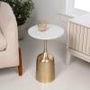 JONATHAN Y END4002B Pip 20.25″ Classic Designer Metal Drink Table and Decorative End Table with White Marble Round Top and Bell Pedestal Base for Living Room, Bedroom, Office, Bathroom, Antique Gold(Antique Gold)